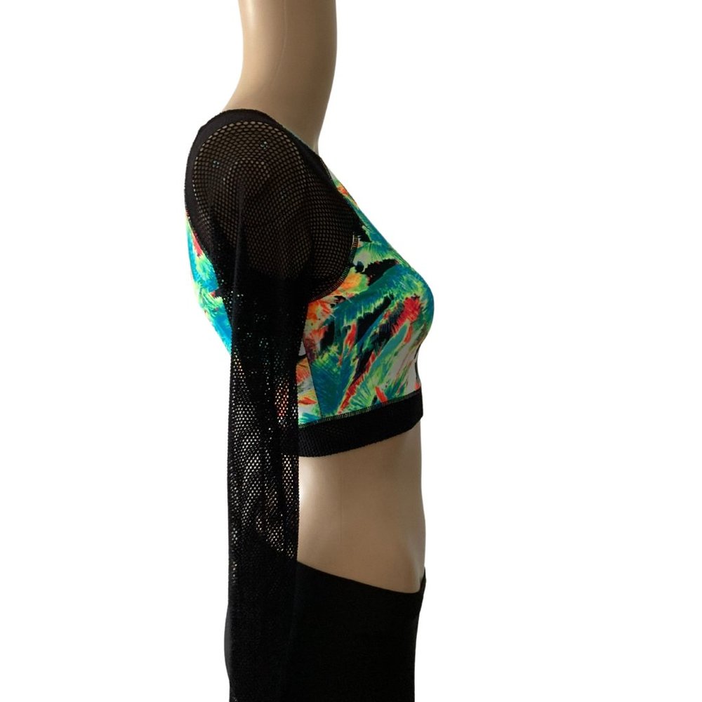 Volcom Size Xs Mesh Hawaiian Print Rash Guard - image 2